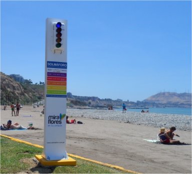 Solmáforo en playa de Perú, Miraflores